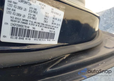 2005 Dodge Caravan Se z USA, uszkodzony, nr VIN 1D4GP25R05B170144